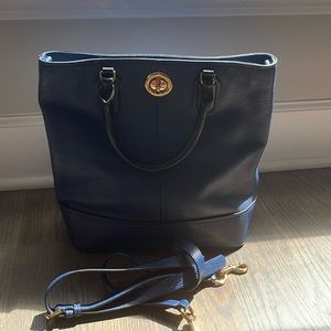 Women’s Marc Jacobs Blue Pebble Grain Leather Satchel Tote Bag